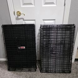 2 medium dog cages/kennels that fold and have carry handles. Selling both for 50 only. Will not separate