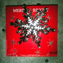 Merry & Bright Holiday Snowflake Pin New!