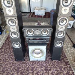 Polk 5.1 Surround Sound System And Sony Amplif
