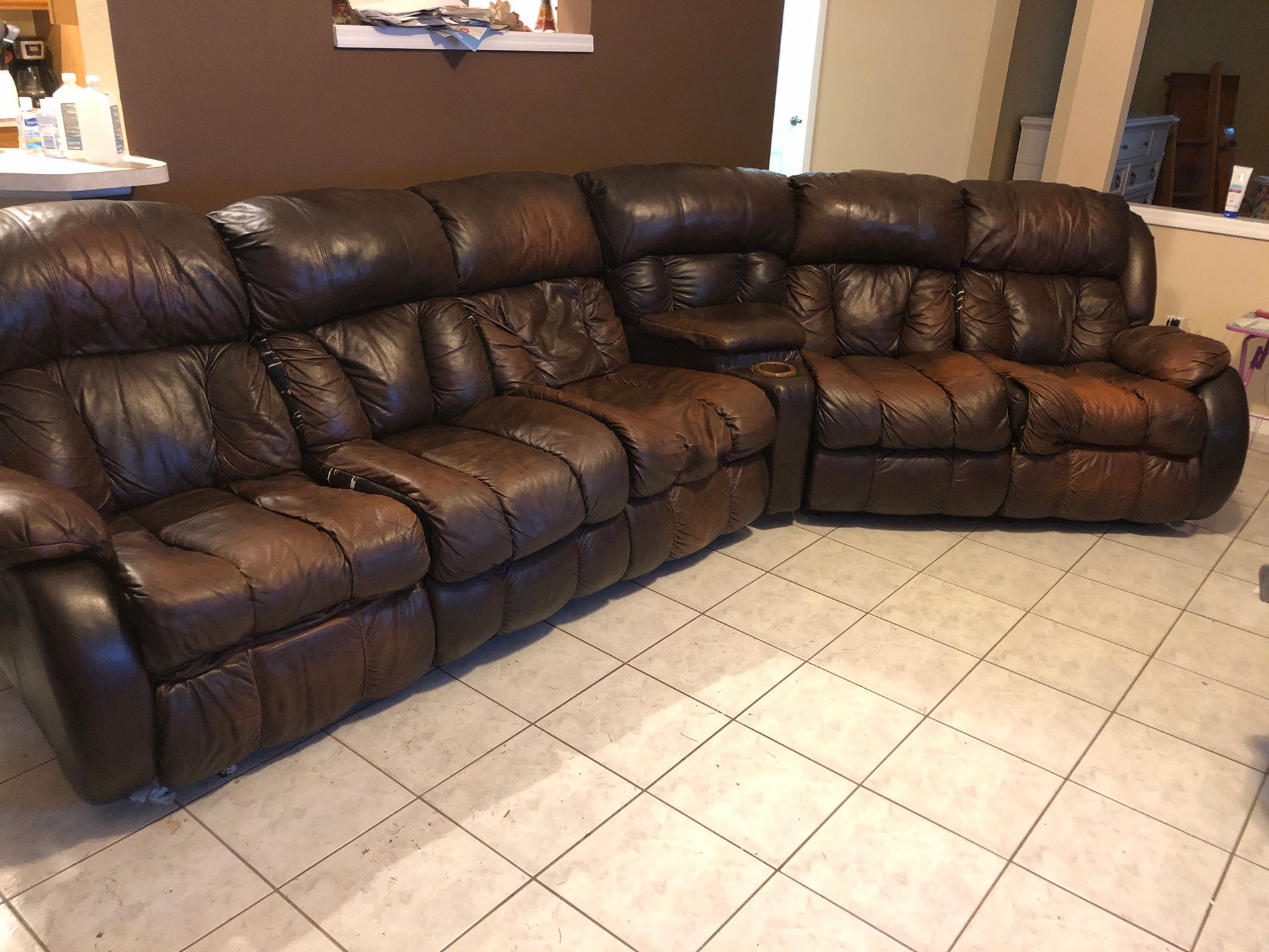 Real Leather Sectional Couch