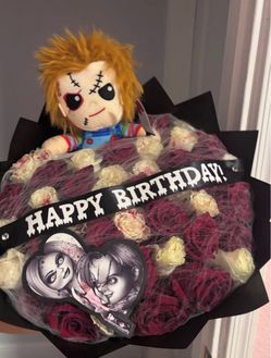 Chucky Horror Theme Birthday Flower Bouquet