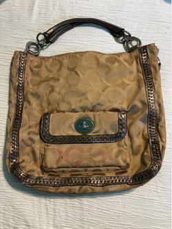 Coach Purse - Authentic Coach Signature Canvas Shoulder Bag- Brown/Tan
