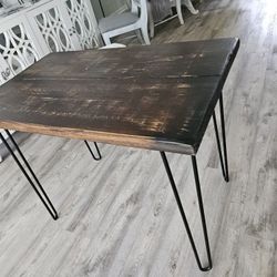 Industrial Desk/table Solid Distressed Solid Wood Top  Iron Legs Stunning Piece ADDED A FREE CHAIR 37w22 1/2 D 150 Ob