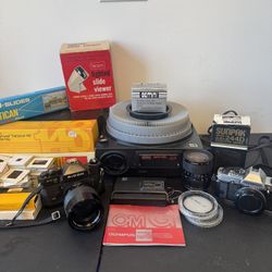 Vintage cameras and slides