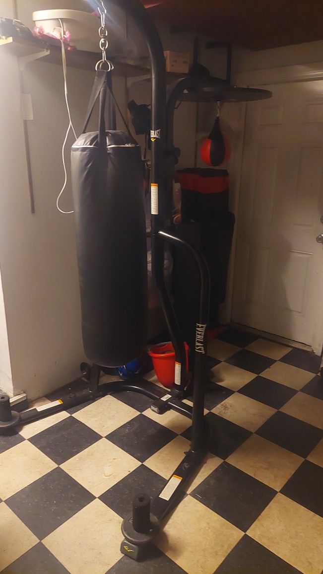 Everlast Heavy Bag and Speed Bag With Stand