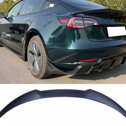 Fits 17-22 Tesla Model 3 IKON Style Rear Trunk Spoiler Lip Wing ABS Matte Black