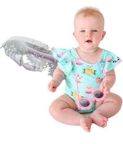 Brandnew Posh Peanut Donuts - One Piece Basic Ruffled Capsleeve Swimsuit - 0-3 Months