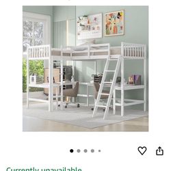 TWIN L-shaped Loft Beds + Desk + Mattresses 