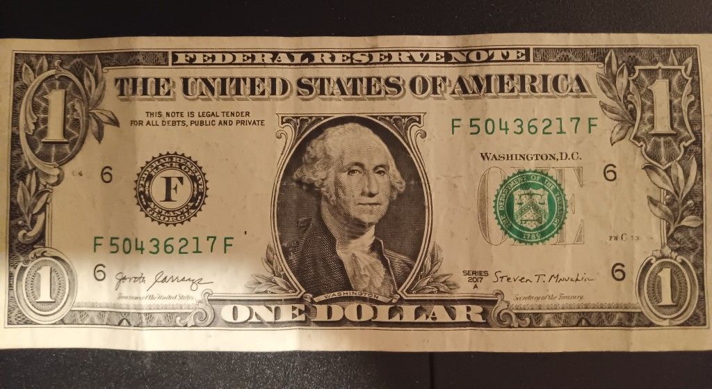 2017 Broken Ladder 1 Dollar Bill (0-7)