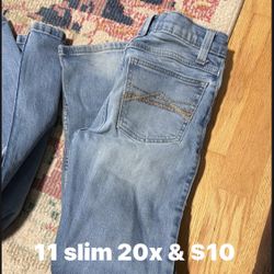 Multiple Pairs Of Kids Wrangler Ariat And Cinch Jeans 
