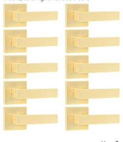 1198: New 10 Pack Dummy Door Handles, Non-Turning Single Side Door Knobs, Satin Brass Dummy Levers for Closet French Doors, Left Right Handed Doors