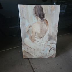 Canvas Wall Art Light Earth Tones Beige Brown Cream Ivory Woman In  Drape