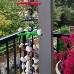 SHELLS GARDEN/ HOMEDECOR HANDCRAFED & DESIGNED WITH EVIL EYE PROTECTIONS & GOOD LUCK  DECOR