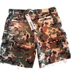 Purple Brand Camo Twill Cargo Men's Shorts P516 Cotton Army XXL 42 42" Tan Green
