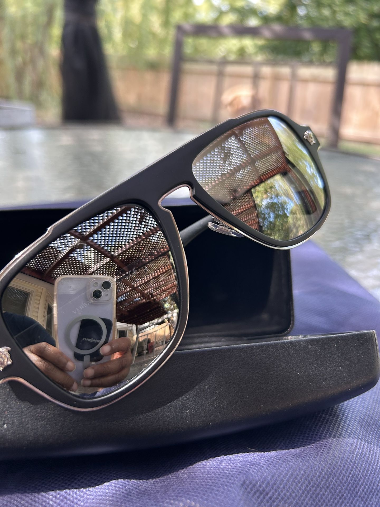 Versace Unisex VE2199 Medusa Charm Aviators – Black Metal UV400