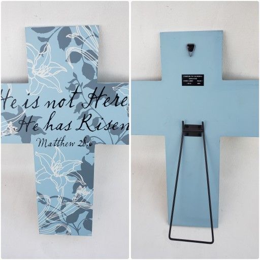 EASTER DECOR WALL or TABLE EASTER CROSS WITH A SCRIPTURE CHRISTIAN DECOR 15.5"×12"