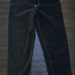 Empyre Loose Fit Jeans Black Denim White Contrast Stitching Size 27 Streetwear