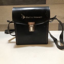 Vintage Bell & Howell Purse Silver Hardware Leather - Camera Case (Black)