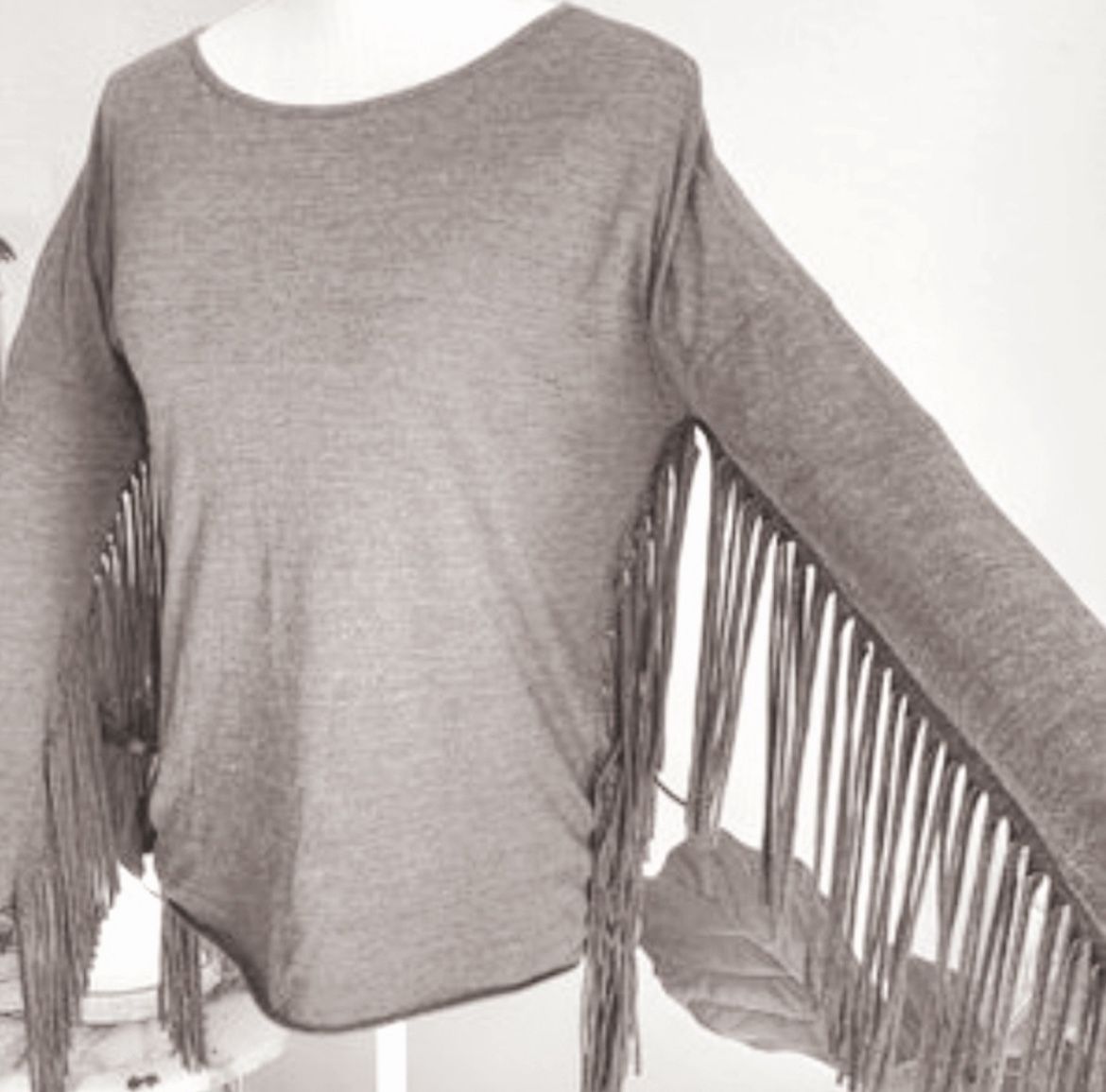 YA Los Angeles boho fringe batwing sleeve top