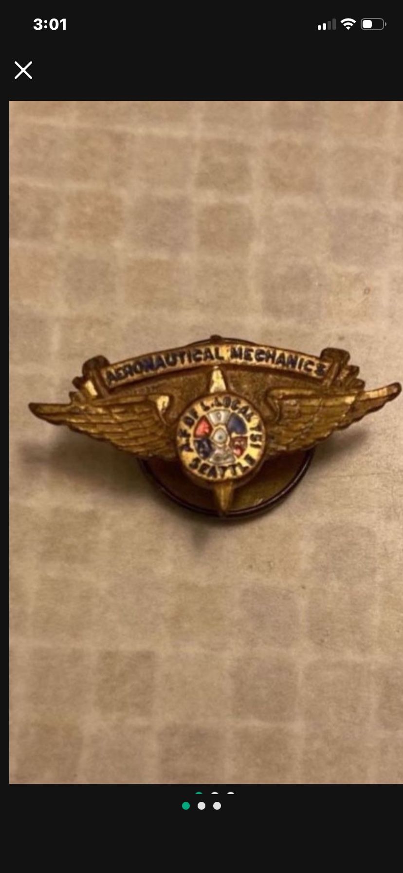 Rare Vintage Seattle Local 751 Union Lapel Hat Pin - Aeronautical Mechanics Complete