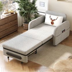 34.6" Pull-Out Sofa Daybed with Trundle – Versatile Futon Couch with Sleeper Function, Ideal for Small Spaces，Living Room，Apartment, Lounge, Gray and 