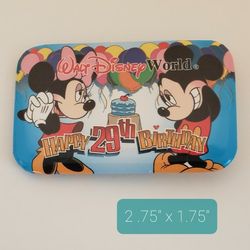 WALT DISNEY WORLD 29TH BIRTHDAY- VINTAGE PROMO PINBACK BUTTON - DISNEY