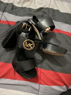 Michael Kors Black Leather Block Heel Sandals