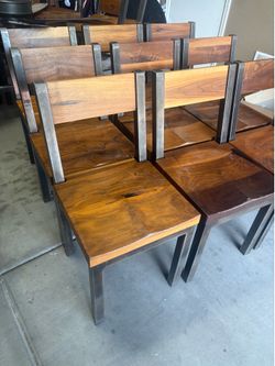 Metal and Wood Dining Chairs