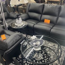 Leather Sofa And Loveseat Recliner Set Made By Ashley $49 Initial Payment READ DESCRIPTION 