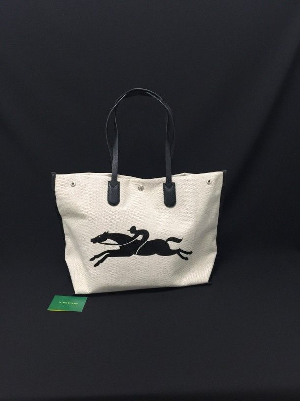 Longchamp Large Canvas Tote Shoulder Bag Travel Bag