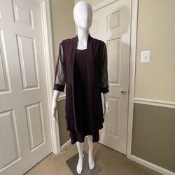 R&M Richards - 12P Purple/Plum Sequin Dress with Cardigan NWT