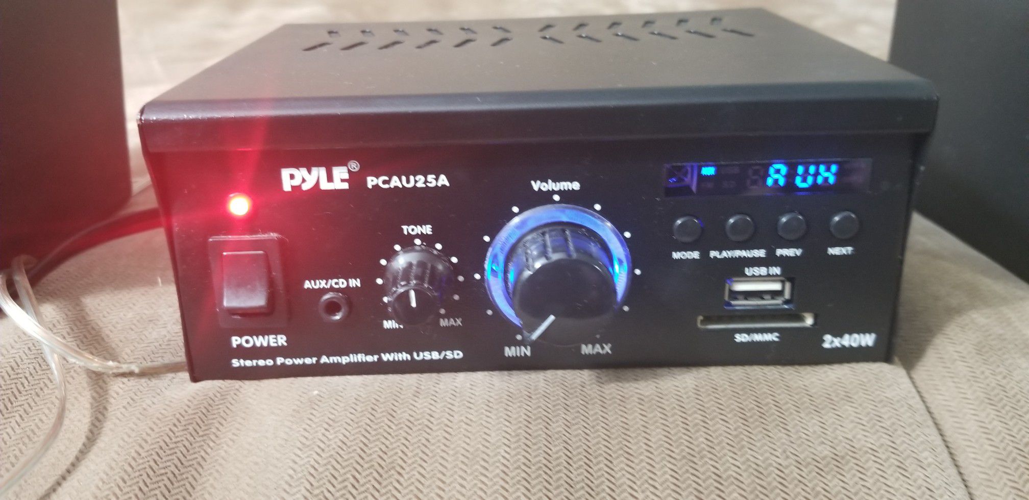 Pyle Mini 2 x 40-Watt Stereo Power Amplifier + USB/SD/AUX/LED Display | PCAU25A
