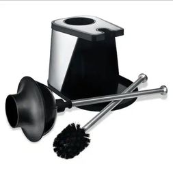 TOILETTREE Stainless Steel Toilet Plunger & Bowl Combo for Bathroom Cleaning with Holder