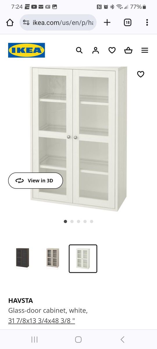 IKEA Combo Cabinet. White, Glass Doors And Shelves.