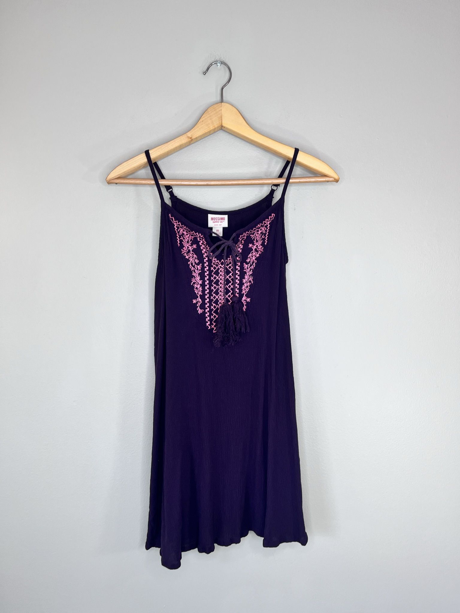 Women’s XS Purple Pink Embroidered Mini Beach Dress