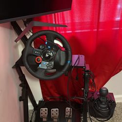 Ps5 Steering Wheel With Desk Monitor And Monitor Stand