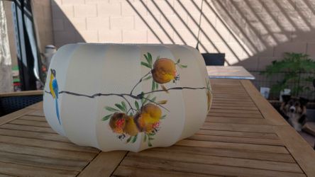Hand-Painted Chinese Pendant Light, Cream 18in