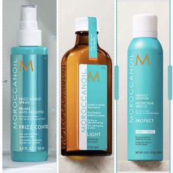 Moroccanoil Haircare Trio; Repair, Shine, Heat Protection & Frizz Control