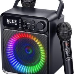 Bluetooth Karaoke Machine with Wireless Microphone - Portable Karaoke Speaker for Adults & Kids with Party Lights