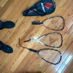 3 Tennis Racks With Bag Wilson , Ektelon, Pro Kennix, E Force