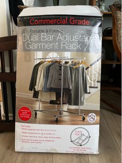 Commercial Grade Dual Bar Adjustable Garment Rack
