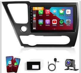 Car Radio For Honda Civic 2013 2014 2015 2016 2017 With Wireless Carplay Android Auto, 9 Inch Touch Screen For Honda Civic Stereo, Blutooth FM GPS WiF