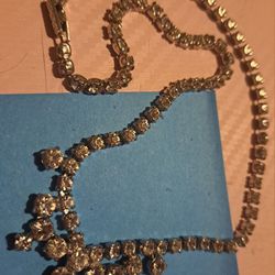 Vintage 1950's Clear Rhinestone 15 Inch Necklace