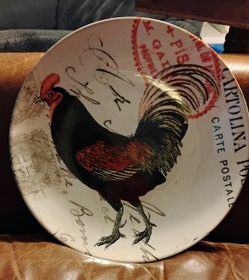 Plates-Rooster Ceramic 10 1/2" Round