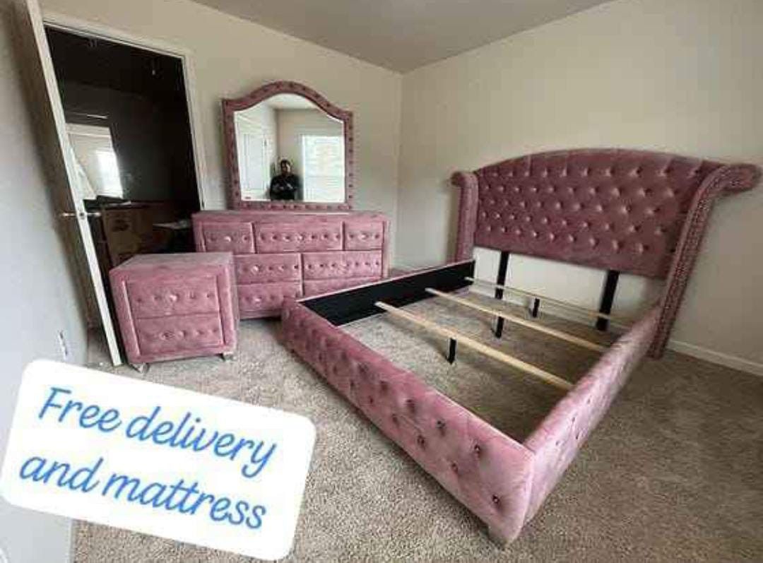 $50 Down Finance Bedroom Set Queen,King Bed Dresser Nightstand Chest Reclining Sectional Sofa Loveseat Dining Table Free Delivery Free Matress 