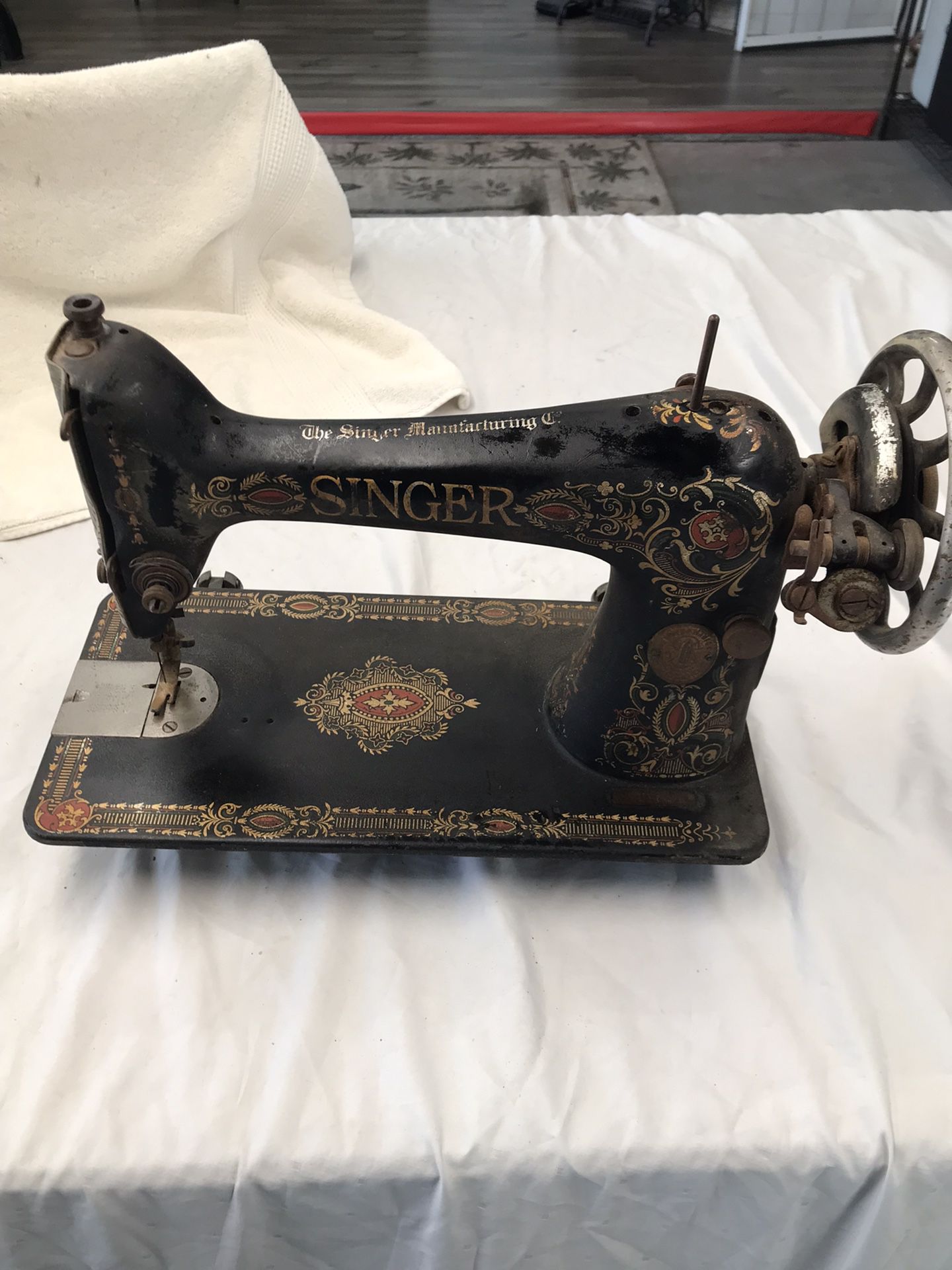 Antique Singer Sewing Machine-Red Eye Model