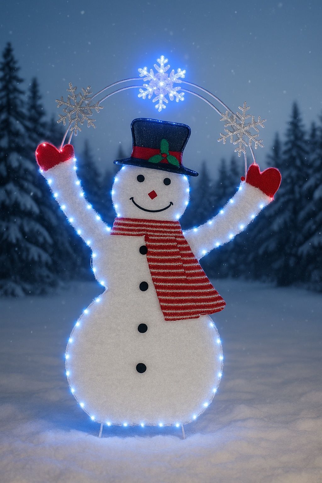 5ft Light-Up Snowman with Snowflakes – LED Christmas Yard Garden Outdoor Decor