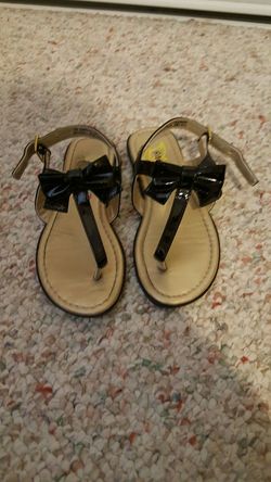 Little Girls Black Bow Sandals sz 12