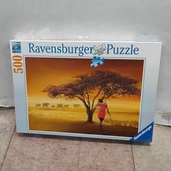Rare 2010 Ravensburger Jigsaw Puzzle with 500 pieces, titled "African Splendor Savana Safari".
