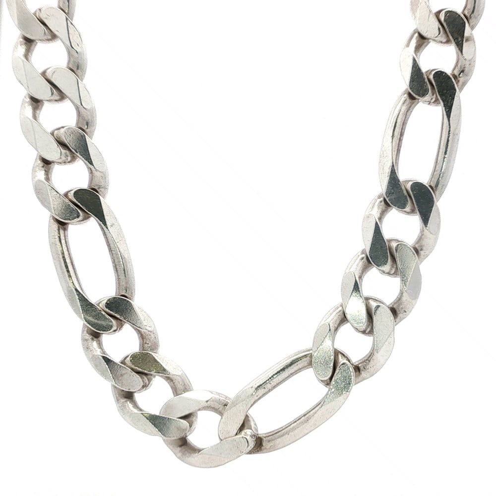 Men’s Sterling Silver 13mm Figaro Link 23-inch Necklace 140.5 Grams 11058304